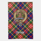 Clan Christie Crest over Tartan キッチンタオル (縦)