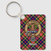Clan Christie Crest over Tartan キーホルダー (正面)