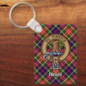 Clan Christie Crest over Tartan キーホルダー (正面)