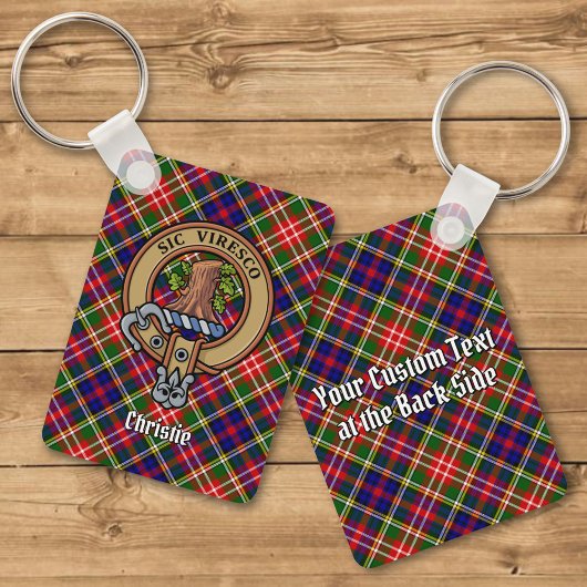 Clan Christie Crest over Tartan キーホルダー