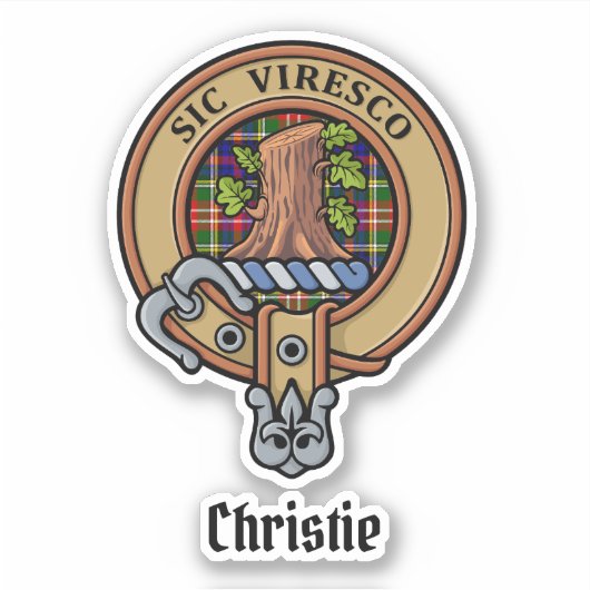 Clan Christie Crest over Tartan シール (正面)