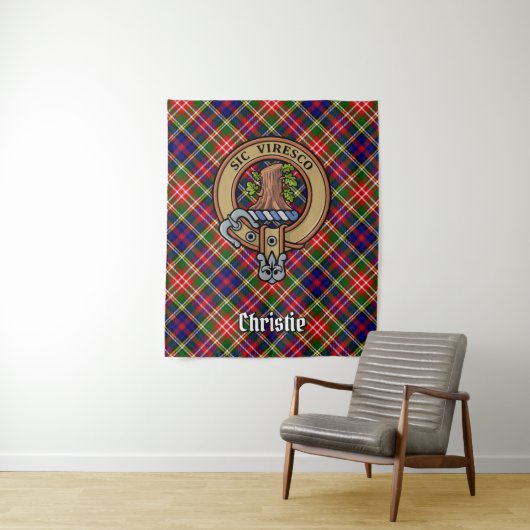 Clan Christie Crest over Tartan タペストリー (インサイチュ)