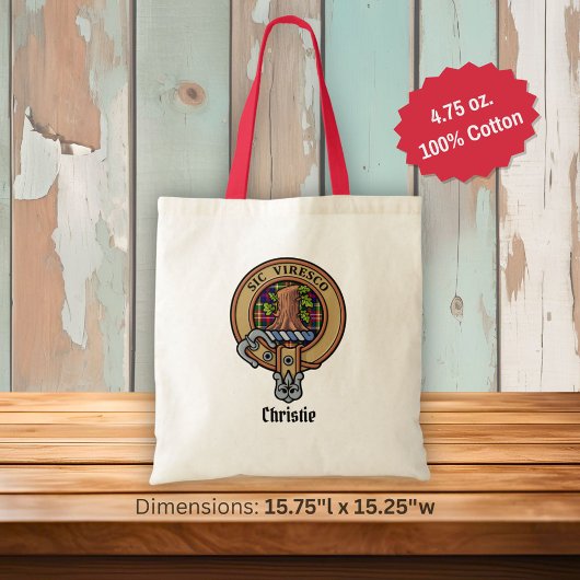Clan Christie Crest over Tartan トートバッグ