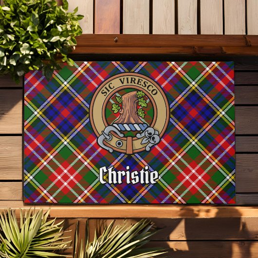 Clan Christie Crest over Tartan ドアマット