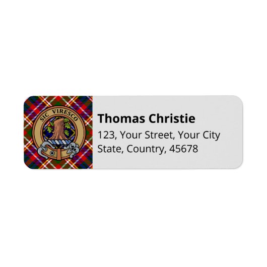 Clan Christie Crest over Tartan ラベル (正面)