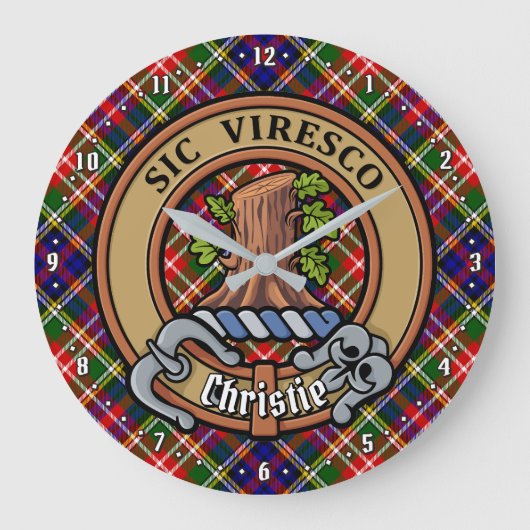 Clan Christie Crest over Tartan ラージ壁時計 (正面)