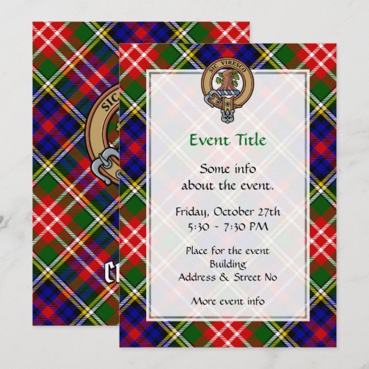 Clan Christie Crest over Tartan 招待状 (正面/裏面)