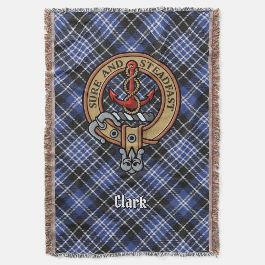 Clan Clark Crest over Tartan スローブランケット (正面縦)