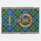 Clan Colquhoun Crest over Tartan スローブランケット (正面)
