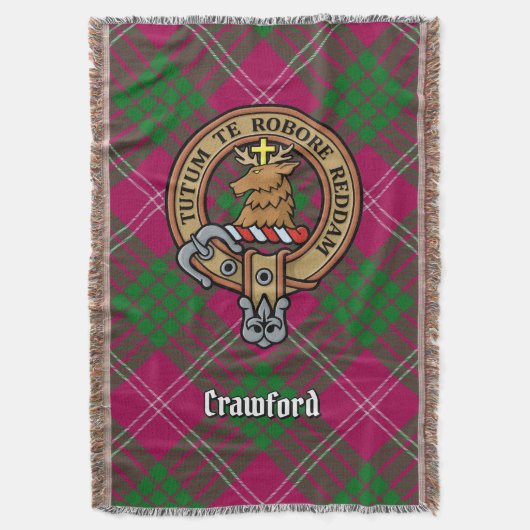 Clan Crawford Crest over Tartan スローブランケット (正面縦)