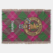 Clan Crawford Crest over Tartan スローブランケット (正面)
