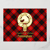 Clan Cunningham Crest over Tartan 箔招待状ポストカード (正面)