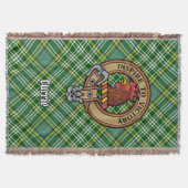Clan Currie Rooster Crest over Tartan スローブランケット (正面)