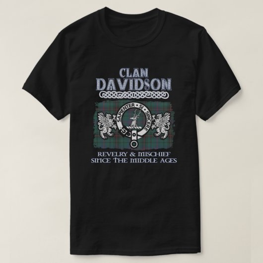 Clan Davidson crestスコットランドのクランドスコティッシュスルナム Tシャツ (デザイン正面)