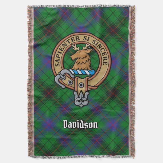 Clan Davidson Crest over Tartan スローブランケット (正面縦)