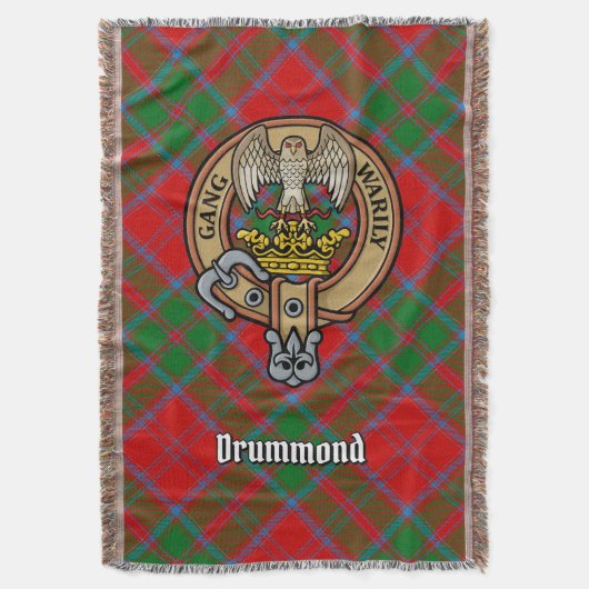 Clan Drummond Crest over Tartan スローブランケット (正面縦)