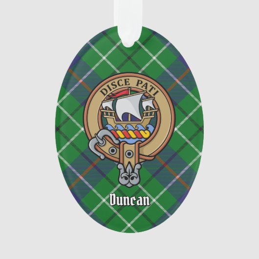 Clan Duncan Crest over Tartan オーナメント (正面)