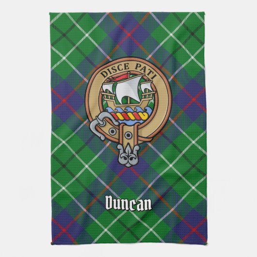 Clan Duncan Crest over Tartan キッチンタオル (縦)