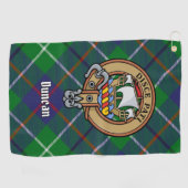Clan Duncan Crest over Tartan ゴルフタオル (横)