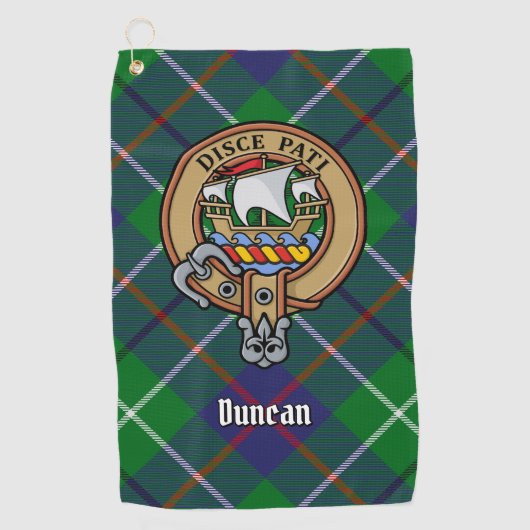 Clan Duncan Crest over Tartan ゴルフタオル (正面)