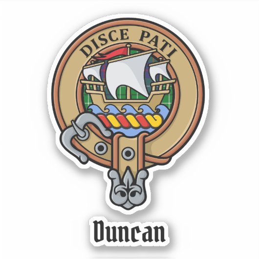 Clan Duncan Crest over Tartan シール (正面)