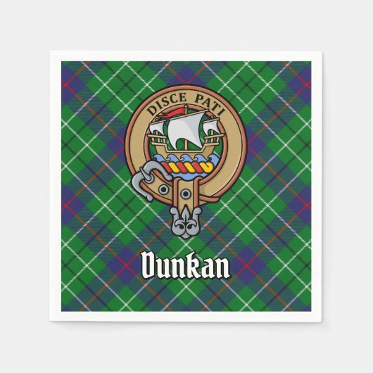 Clan Duncan Crest over Tartan スタンダードカクテルナプキン (正面)