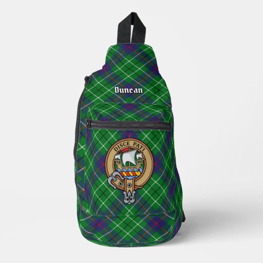 Clan Duncan Crest over Tartan スリングバッグ (正面)