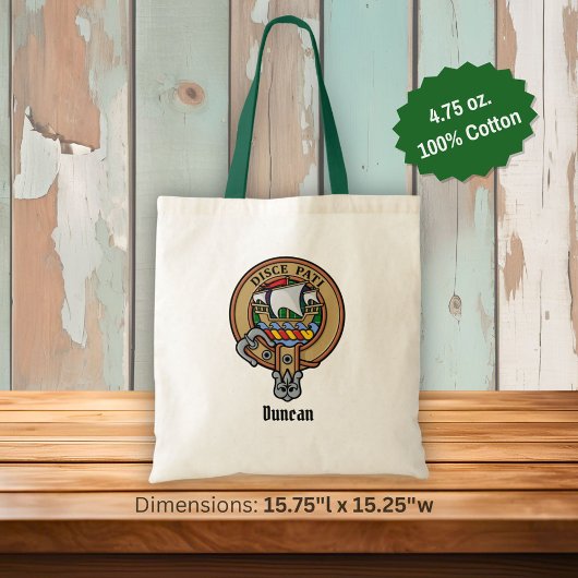 Clan Duncan Crest over Tartan トートバッグ