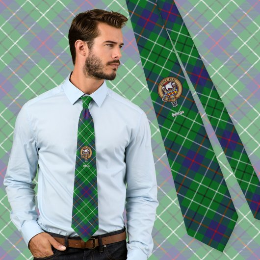Clan Duncan Crest over Tartan ネクタイ