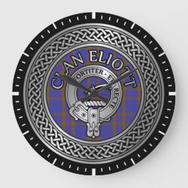 Clan Eliott Crest & Tartan Knot ラージ壁時計