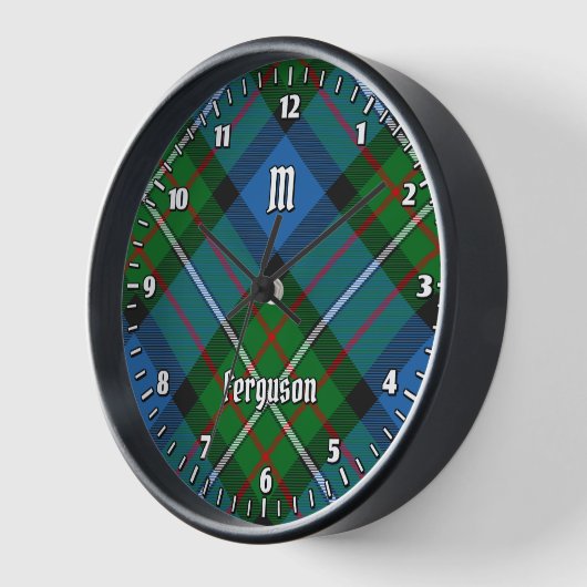 Clan Ferguson Tartan Large Clock 壁時計 (傾斜)