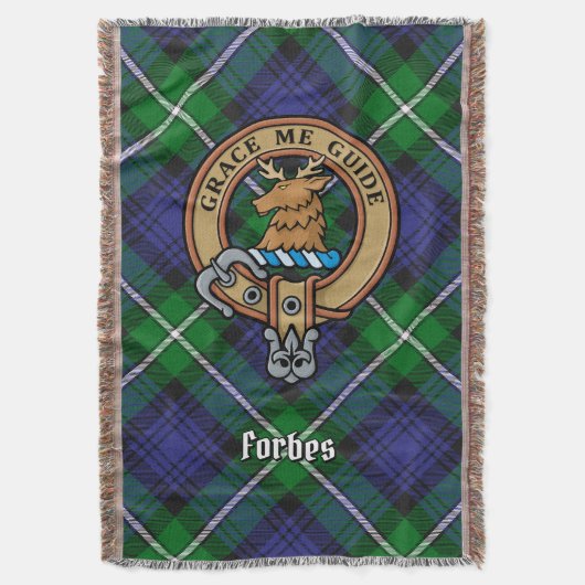 Clan Forbes Crest over Tartan スローブランケット (正面縦)