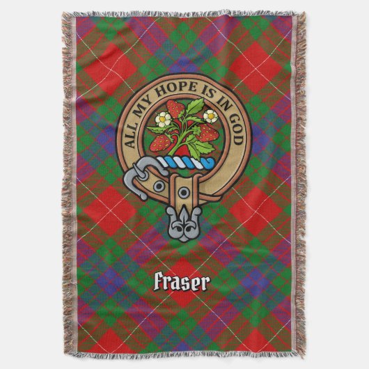 Clan Fraser Crest over Tartan スローブランケット (正面縦)