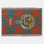 Clan Fraser Crest over Tartan スローブランケット (正面)