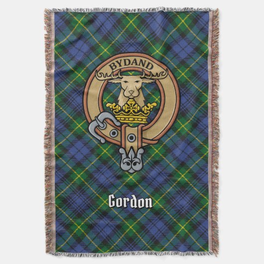 Clan Gordon Crest over Tartan スローブランケット (正面縦)