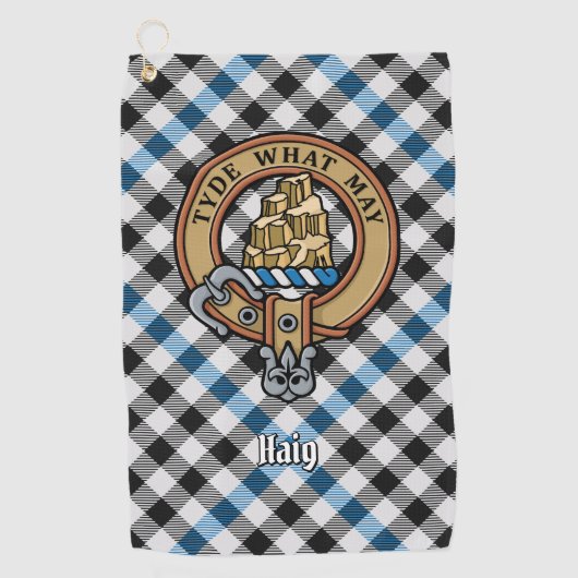 Clan Haig Crest over Check Tartan ゴルフタオル (正面)