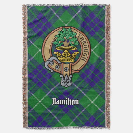 Clan Hamilton Crest over Hunting Tartan スローブランケット (正面縦)