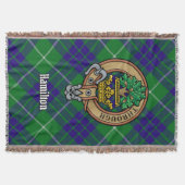 Clan Hamilton Crest over Hunting Tartan スローブランケット (正面)