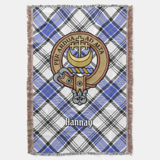 Clan Hannay Crest over Tartan スローブランケット (正面縦)