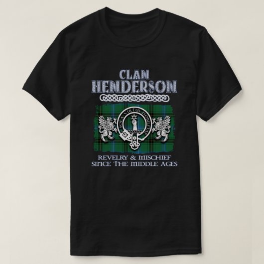 Clan Henderson crestスコットランドのクランドスコティッシュスルナ Tシャツ (デザイン正面)