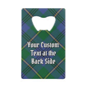 Clan Johnston Crest over Tartan クレジットカード栓抜き (裏面)
