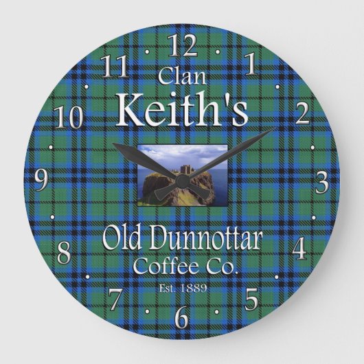 Clan Keith's Old Dunnottar Coffee Co. ラージ壁時計 (正面)