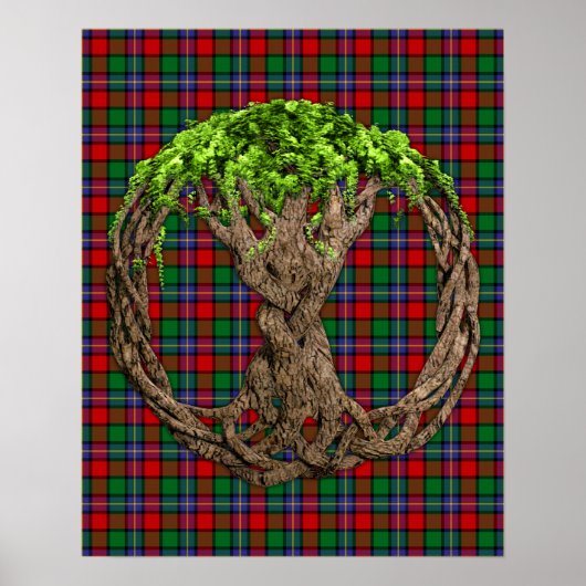 Clan Kilgore Tartan And Celtic Tree Of Life ポスター (正面)