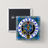 CLAN KIRKPATRICK CREST on TARTAN SQUARE 缶バッジ (正面&裏面)