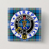 CLAN KIRKPATRICK CREST on TARTAN SQUARE 缶バッジ (正面)