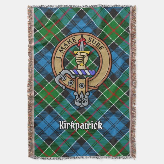 Clan Kirkpatrick Crest over Tartan スローブランケット (正面縦)