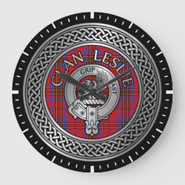 Clan Leslie Crest & Tartan Knot ラージ壁時計