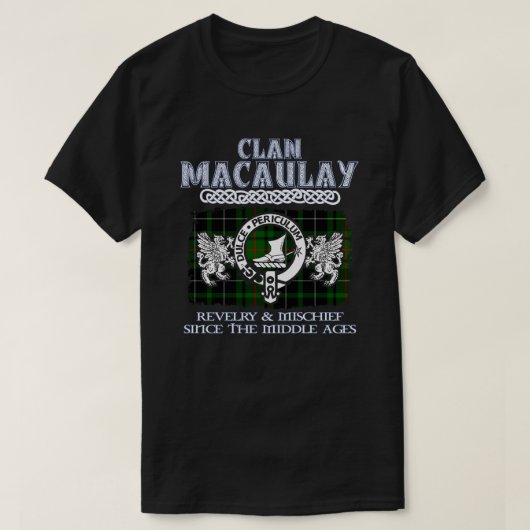 Clan MacAulay crestスコットランドのクランドスコティッシュスルナム Tシャツ (デザイン正面)