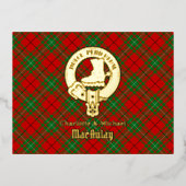 Clan MacAulay Crest over Tartan 箔招待状ポストカード (正面)
