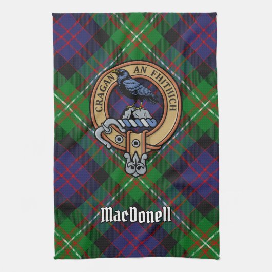 Clan MacDonell of Glengarry Crest over Tartan キッチンタオル (縦)